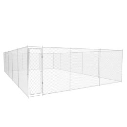 vidaXL Outdoor Dog Kennel Galvanized Steel 374"x224.4"x72.8"