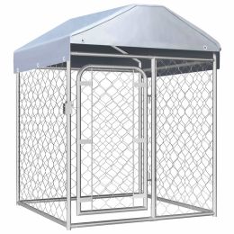 vidaXL Outdoor Dog Kennel with Roof 39.4"x39.4"x49.2"