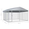 vidaXL Outdoor Dog Kennel with Roof 150.4"x150.4"x88.6"