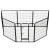 vidaXL Dog Playpen 8 Panels Steel 31.5"x39.4" Black