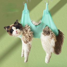 Cat Grooming Hammock Cat Grooming nail cutting anti scratch bite fixed bag bath Trimming Restraint Bag Pet dog groominghammock hanging Pet Supplies (Color: Green Send, size: 20-30KG)