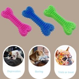 Dog Cat TPR Foam Eco-friendly TPR Chewing Toy Milky Scented Flat Bones Molar Teether Pet Supplies Spiny Soft Bite Resistant Toy (Color: pink, size: M)