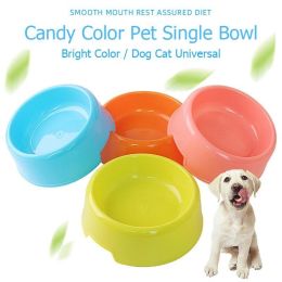 1Pc High Quality Solid Color Pet Bowls Candy-Colored Lightweight Plastic Single Bowl Small Dog Cat Pet Bowl Pet Feeding Supplies (Color: Brown, size: M)