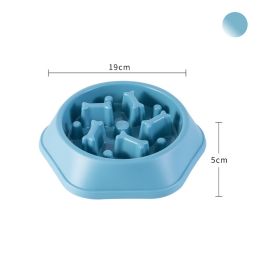 Pet Dog Bowl Dog Slow Feeder Bowl Puppy Cat Slow Eating Dish Bowl Anti-Gulping Food Plate Feeding Dog Cat Food Bowl Pet Supplies (Color: light blue)