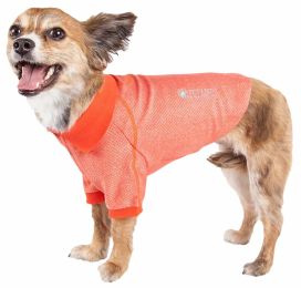 Pet Life Active 'Fur-Flexed' Relax-Stretch Wick-Proof Performance Dog Polo T-Shirt (Color: Orange, size: large)