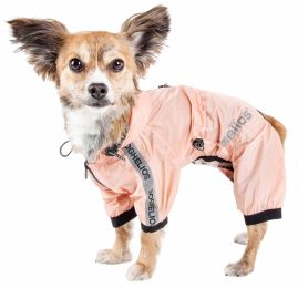 Dog Helios 'Torrential Shield' Waterproof Multi-Adjustable Full Bodied Pet Dog Windbreaker Raincoat (Color: pink, size: large)