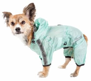 Dog Helios 'Torrential Shield' Waterproof Multi-Adjustable Full Bodied Pet Dog Windbreaker Raincoat (Color: Green, size: medium)